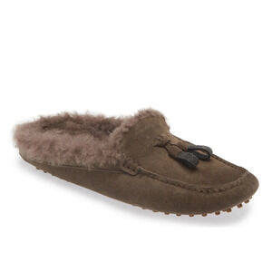 Brunello Cucinelli Monili-embellished Shearling Mule Slippers Dark Brown 36.5